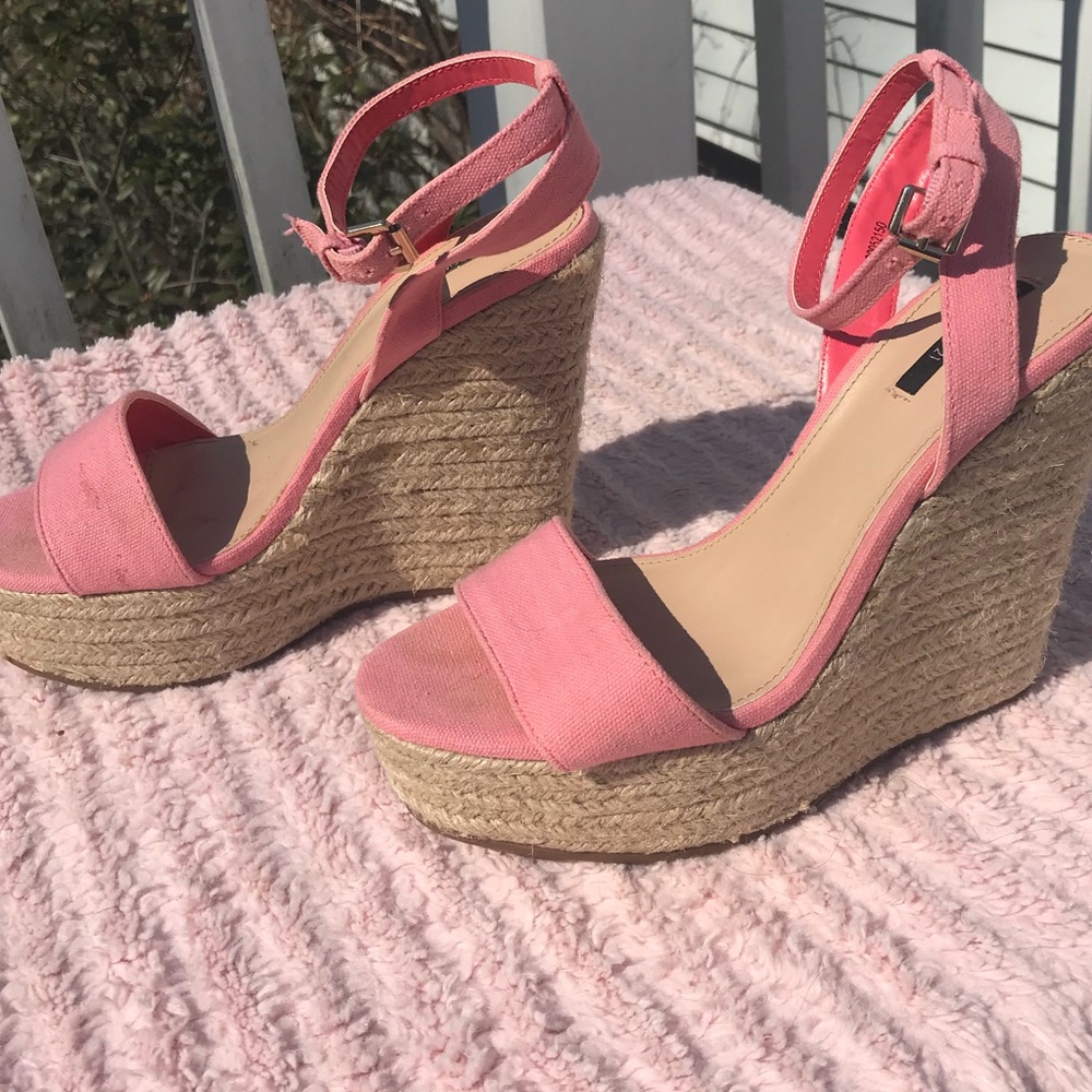 F21 Pink Sandal Springtime Wedges